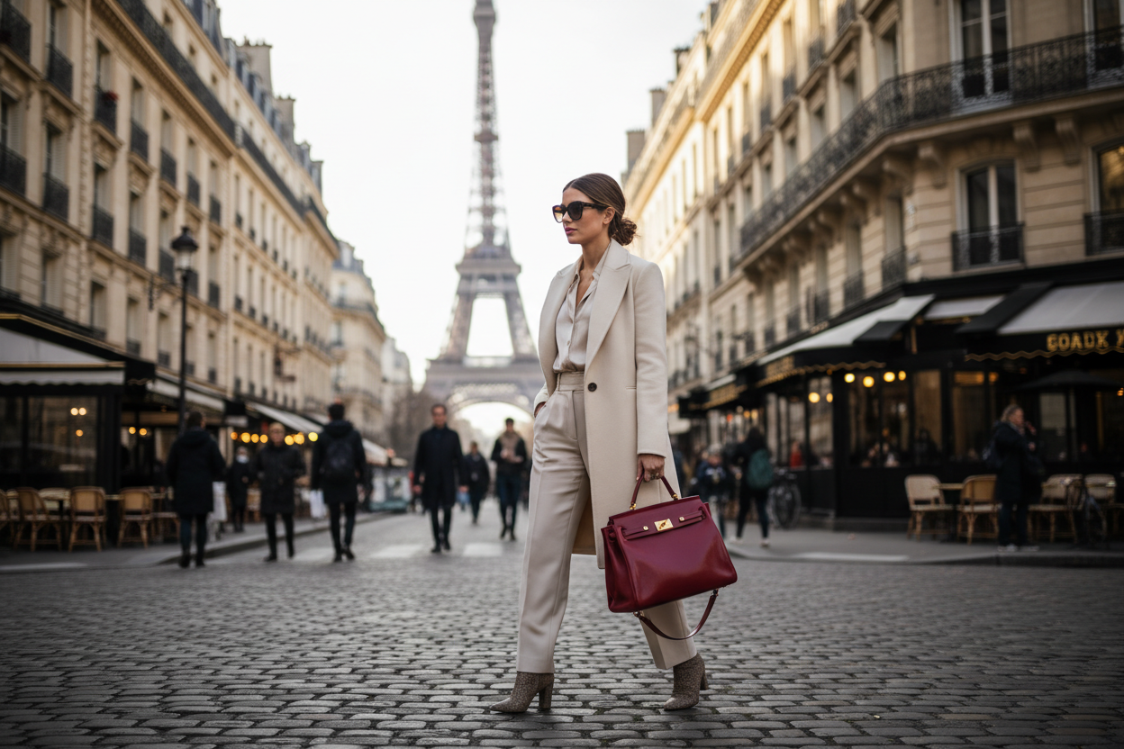 femme avec sac à main dans paris 